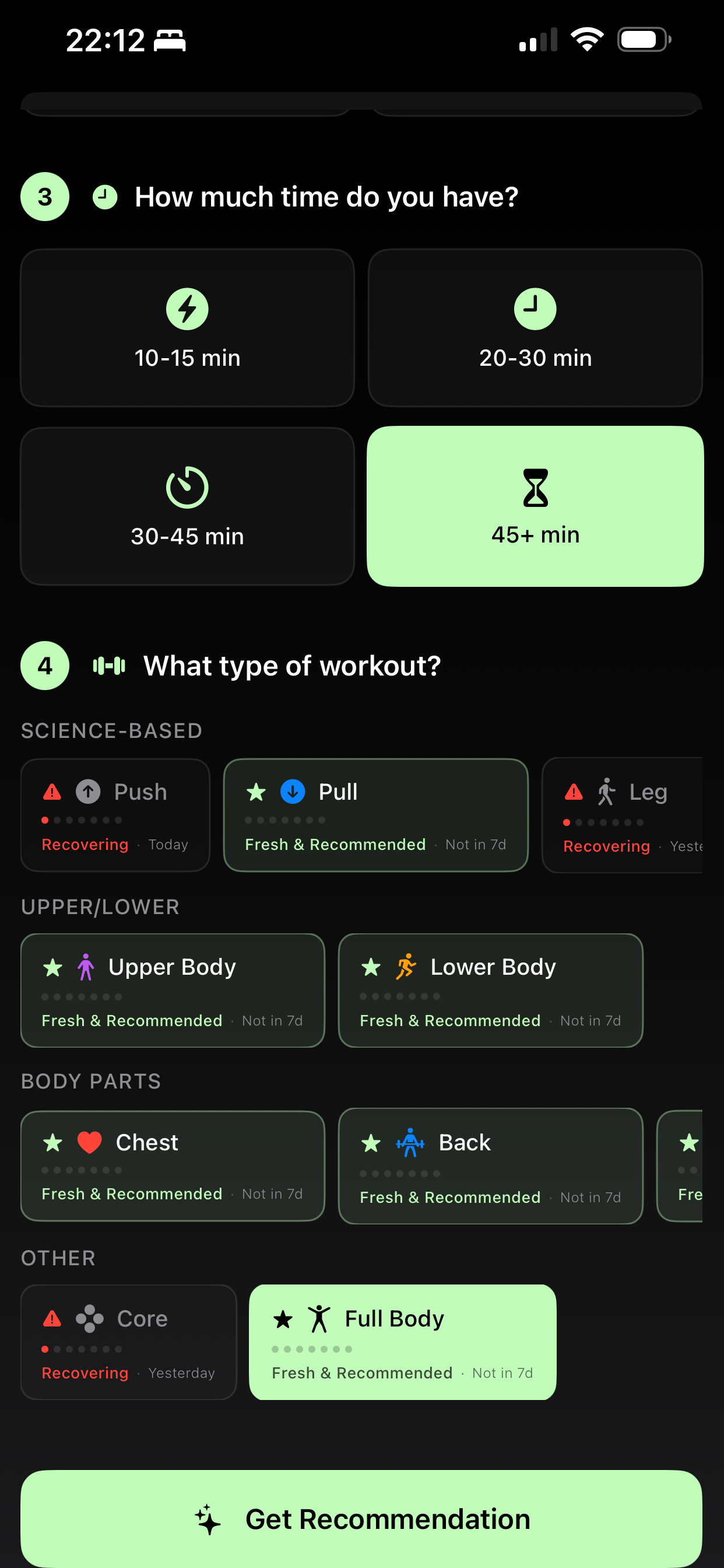 Workout Recommendation